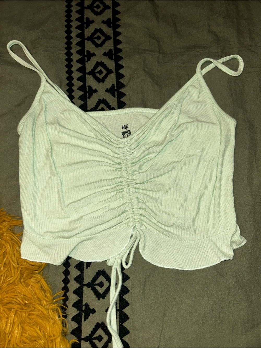 Me to We Light Mint Ruched Drawstring Cami